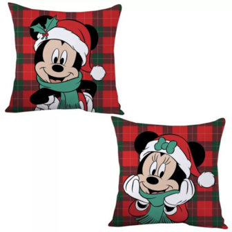 Mickey Mouse &amp; Minnie Mouse Xmas - Double Faces Velboa Cushion 35 CM