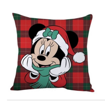 Mickey Mouse &amp; Minnie Mouse Xmas - Double Faces Velboa Cushion 35 CM