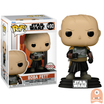 Funko POP! Star Wars Boba Fett No Helmet 490 The Mandalorian Exclusive 