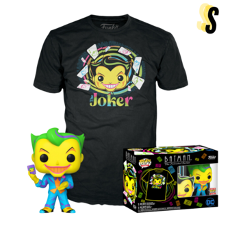 Funko POP! &amp; TEE BOX Batman The Animated Series - Joker Black Light 370 Exclusive - S