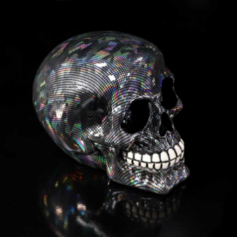 Nemesis Now - Holographic Silver Fishnet Skull 16.5cm