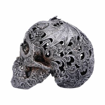 Nemesis Now - Silver Cranial Drakos Engraved Dragon Skull 19.5cm