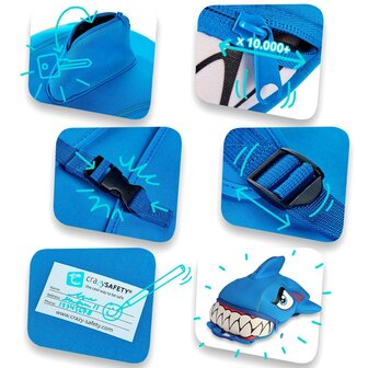 Crazy Safety -  Shark Children Backpack - Blue