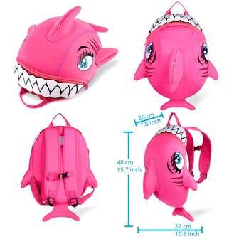 Crazy Safety -  Shark Children Backpack - Pink