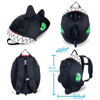 Crazy Safety -   Dragon Children Backpack - Black