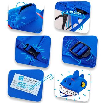 Crazy Safety -   Dino Children Backpack - Blue