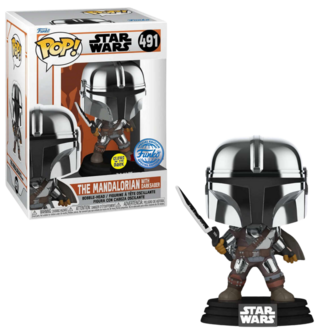 Funko POP! Star Wars The Mandalorian with Darksaber GITD 491 Exclusive