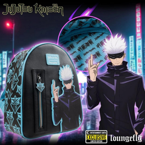 LOUNGEFLY JUJUTSU KAISEN GOJO MINI BACKPACK ENTERTAINMENT EARTH EXCLUSIVE