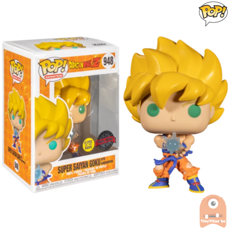 Funko POP! Animation Super Saiyan Goku w/ Kamehameha GITD 948 Dragonball Z Exclusive (New Sticker) R