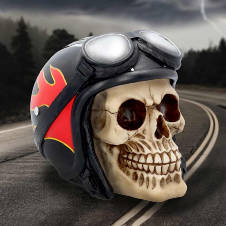 Nemesis Now - Hell Fire Biker Flame Helmet Skull 15cm