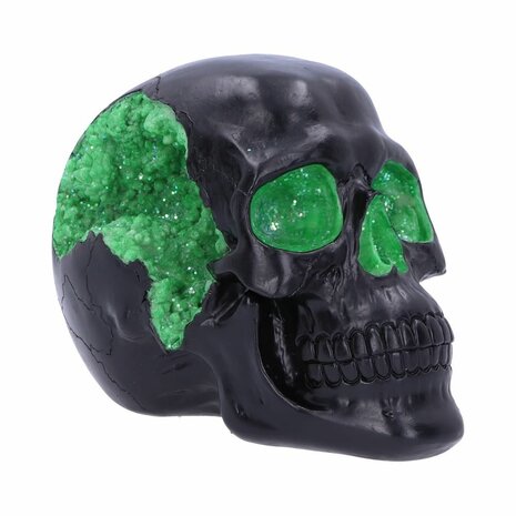 Nemesis Now - Geode Skull Black Green Gothic Glitter Skull 17cm