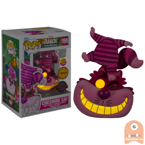 Funko POP! Disney Cheshire Cat Standing on Head CHASE FLocked/GITD 1199 Alice in Wonderland Exclusive (New Sticker)