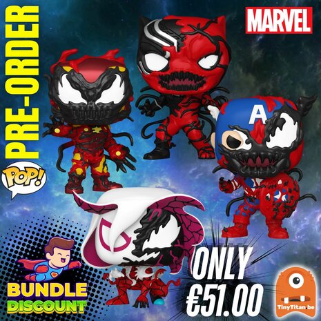 Funko POP! Super Discount Bundle of 4 Carnagized Marvel  Pre-Order