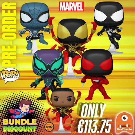 Funko POP! Super Discount Bundle of 5 + CHASE Spider-man Marvel  Pre-Order