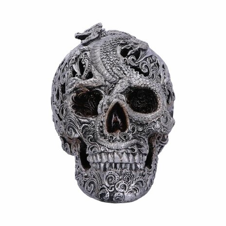 Nemesis Now - Silver Cranial Drakos Engraved Dragon Skull 19.5cm