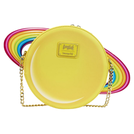 LOUNGEFLY Lisa Frank HandBag Yellow Rainbow Ring Saturn