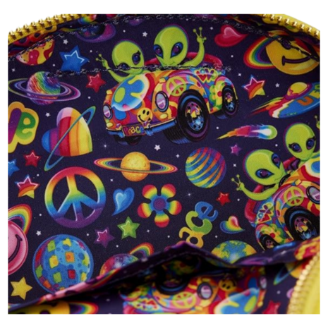 LOUNGEFLY Lisa Frank HandBag Yellow Rainbow Ring Saturn