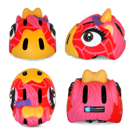 Crazy Safety -  Giraffe Bicycle Helmet - Red