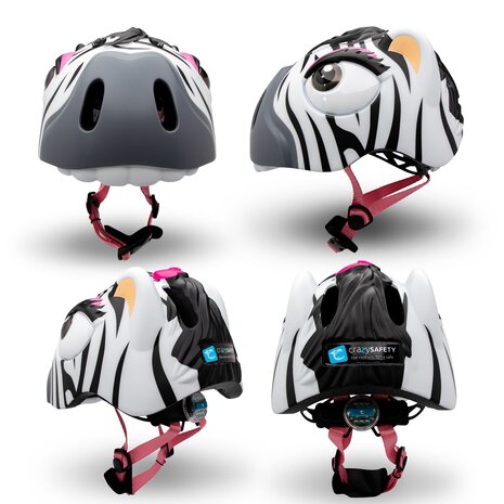 Crazy Safety -  Zebra Bicycle Helmet - Black/White