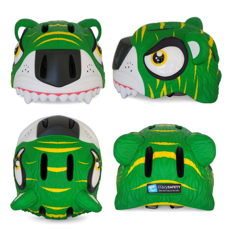 Crazy Safety -  Tiger Bicycle Helmet - Green