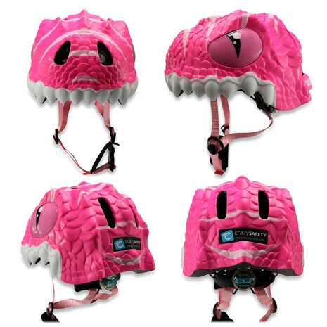 Crazy Safety -  Dino Bicycle Helmet - Pink