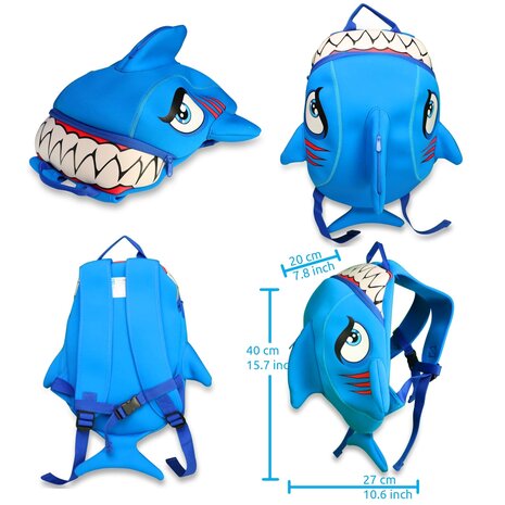 Crazy Safety -  Shark Children Backpack - Blue