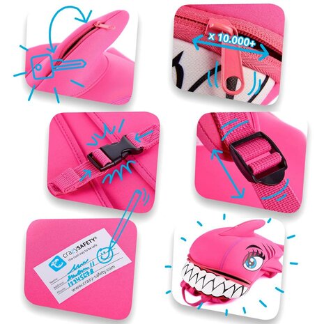 Crazy Safety -  Shark Children Backpack - Pink