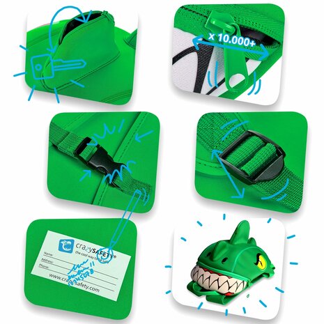 Crazy Safety -   Dragon Children Backpack - Green