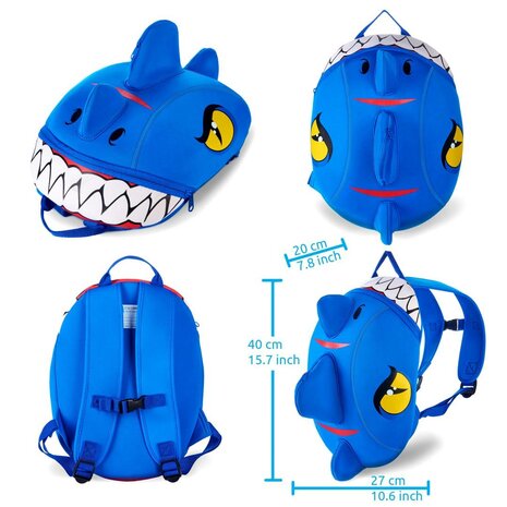 Crazy Safety -   Dino Children Backpack - Blue