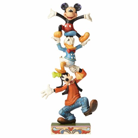 Disney Traditions Teetering Tower Goofy, Donald Duck and Mickey Mouse Figurine